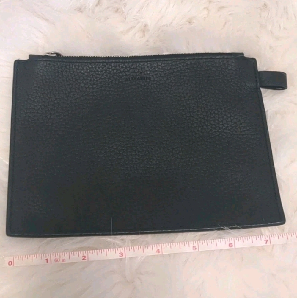 All Saints Black Leather Wristlet